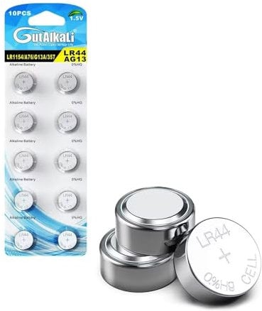 GutAlkaLi 10 Stück LR44 knopfzelle, AG13 LR44 PX76A l1154f 357A 1.5V Alkaline Batterie Knopfzelle Alkaline Alkali Batterie