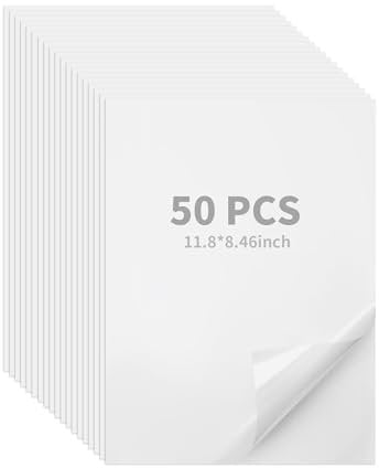 WENLISELL 50 PCS Double Sided Adhesive Sheets A4, Clear Double Side Adhesive Sheets for Crafting, Arts, Home Decoration