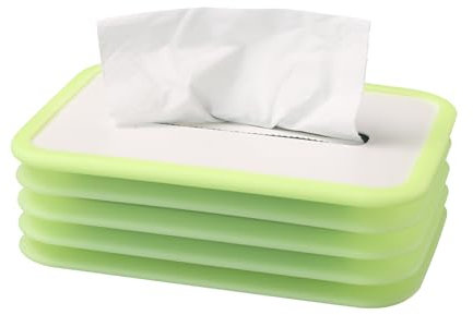 Wenrescry - Porta Fazzoletti in Silicone Pieghevole per Auto e Bagno, Porta Salviette Cubico, Organizer Fazzoletti Impermeabile, Scatola Porta Fazzoletti per Casa e Ufficio