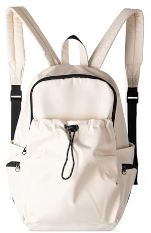 DIRRONA Damen Rucksack für 15 Zoll Laptop Mode Schultertaschen Reisen Arbeit Schule Täglich Lässig Rucksäcke Leicht Nylon Universität Rucksack Tagesrucksack Weiß
