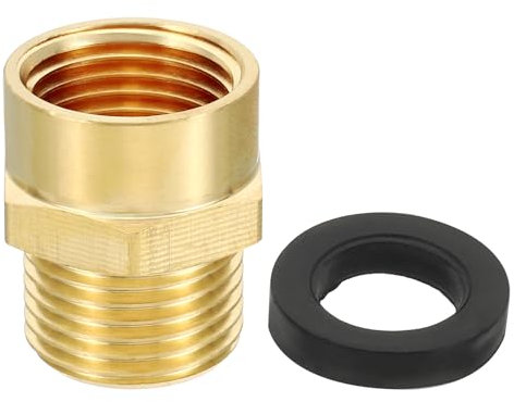 PATIKIL Brass Pipe Fitting Adapter, 1/2 NPT Female Thread x 1/2 G Male Thread Brass Reducer Hex Tubing Hose Connector Adaptor with Gasket for Plumbing