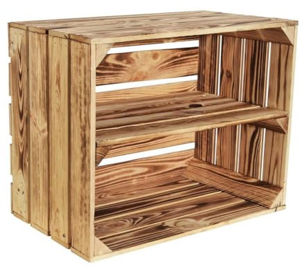 CHICCIE 3 Set Geflammte Obstkisten - Lange Ablage 50x40x30cm Holzkisten Weinkisten