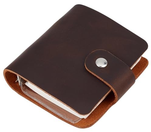 CRASPIRE Leather Journal Notebook Small Refillable A9 Travel Vintage Daily Memo Planner Paper 3.5 x 3.7in 120 Pages Lock Closure Portable Notepad for Man Women Gifts Traveler Writing Drawing Coffee