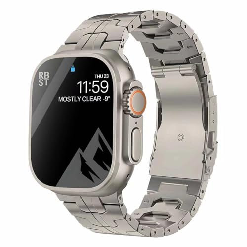 synsing Titan Ultra 2 ArmBand Kompatibel für Apple Watch Ultra 49mm 45mm 44mm 42mm 41mm 40mm 38mm, Titan Metall Armband Ersatz Kompatibel für iWatch SE Serie 9 8 7 6 5 4 3 2 1