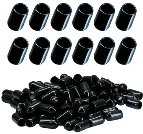 100 Stück Gummi-Endkappen Vinyl Rundrohr Bolzenkappen Abdeckschrauben Schrauben-Gewindeschutz Schwarz (6mm)