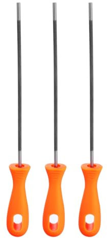 sourcing map 3pcs Chainsaw File 11/64(4.5mm) Chrome Steel Double Cut Round Rasp with Plastic Handle for Chain Saw Polishing