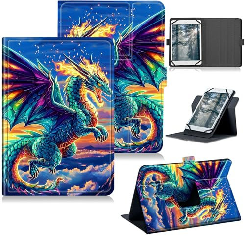RWUTYTIUL - Funda universal para tablet Walmart Onn de 11 pulgadas Pro 2024 modelo 100146660 con soporte giratorio de 360 grados con funda protectora de piel sintética de múltiples visiones, dragón