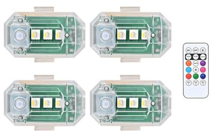 Boddceto 4 Stück Kabellose LED-Blitzlichter mit Fernbedienung, 8 Farben USB-Antikollisions-LED-Notwarnlichter