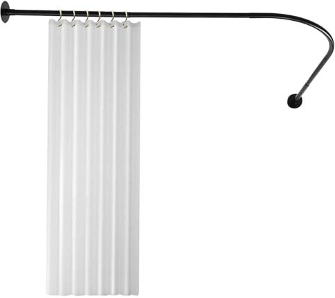 Tringle à rideau de douche, barre d'angle pour rideau de douche, salle de bain, baignoire, pour baignoires, salles de bains et douches, toilettes, centres de bain (noir)