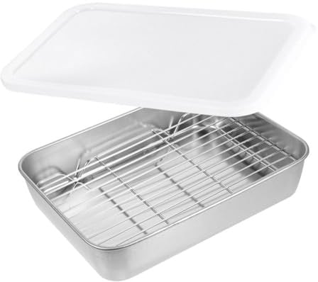 Alipis Prepare Store with Ease Stainless Steel Roasting Food Pan Rack for Cooking Needs