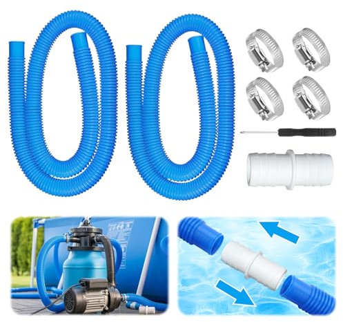 LCUHAVA Manguera Piscina 32mm, Tubo Piscina 32mm, 2 PCS Manguera Limpiafondos Piscina 100 CM, Tubos Depuradora Piscina, Resistente a los Productos Químicos, para Bomba de Filtro y Piscinas