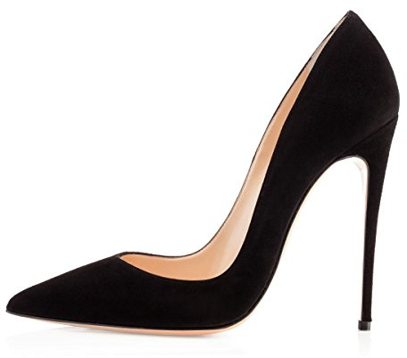 EDEFS Talons Aiguilles Femme 12 cm Escarpins Noir Daim Bout Pointu Chaussures Élégantes Mariage Soirée Mode EU37