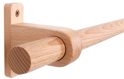 YPAPBHT Massivholz-Gardinenstange, römische Stange, Einzelstange, Holzschiene, umweltfreundliche Holzhalterung, Holzring-Gardinenstange(140CM)