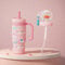 Gobelet fontaine baleine en acier inoxydable avec poignée, deux couvercles, anti-déversement, passe au lave-vaisselle, mignon et parfait pour les enfants, les adolescents et les adultes – Tasse en