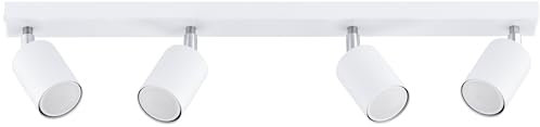 KAR LIGHTING Spotbalken 4-flammig Weiß – schwenkbarer Deckenstrahler, Deckenlampe & LED Deckenleuchte aus Metall – GU10 Strahler für Küche, Wohnzimmer, Flur – modern & LED geeignet