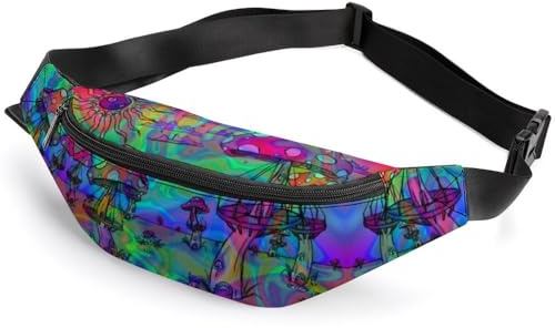 JiuPopular Hüfttasche, psychedelische Trippy-Pilz-Bauchtasche, verstellbare Bauchtasche zum Laufen, Spazierengehen, Wandern