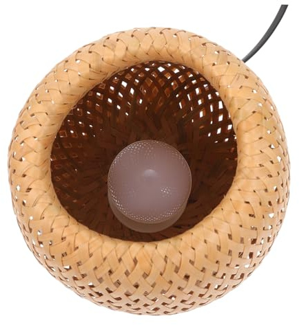 NUOBESTY Lampe De Bureau Bambou Tressé Lampe De Chevet Décorative De Table Rétro