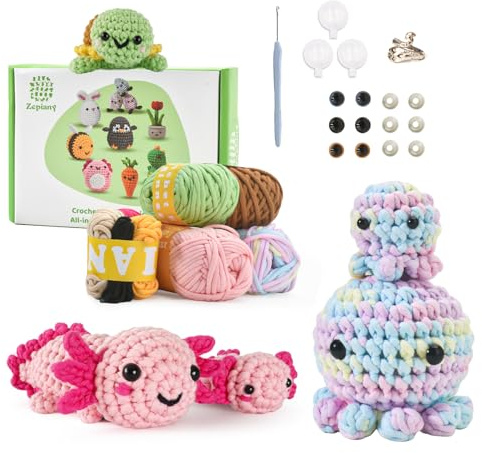 ElysiumEq Häkelset für Anfänger, Amigurumi Häkelset Tiere Crochet Kit, Alles in Einem Häkeln für Anfänger, Häckel Kit für Anfänger Crochet Set mit Deutsch Schritt-für-Schritt-Erklärvideo