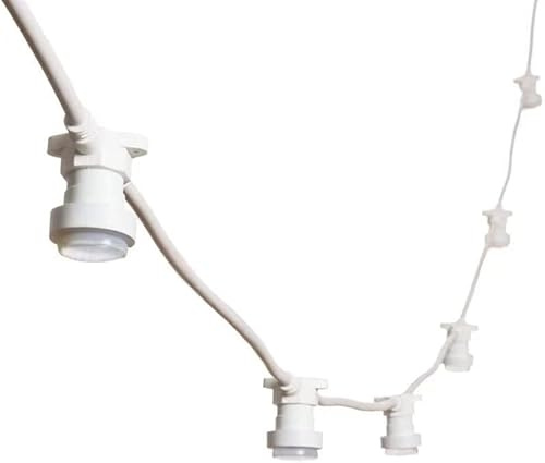 wisdom line Lichterkette für den Außenbereich, 10 Fassungen, E14, IP54, wasserdicht, 5 m, ausziehbar, schwarz, Verbindungskabel für Garten, Terrasse, Partys