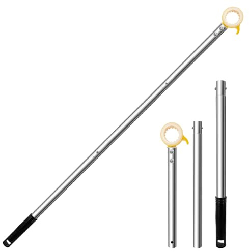 Stockhaken für Dachfenster Stange Zum Öffnen - Fensteröffner Verlängerung, Fenstergriff Verlängerung Aus Edelstahl, Teleskopstange Fenster Öffnen, Dachluken Haken für Velux Dachfenster (92cm, Gelb)