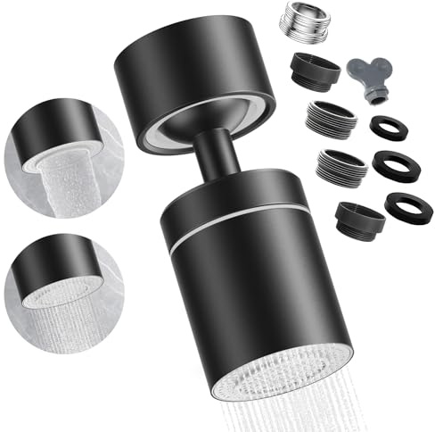 Terminale per Rubinetto Snodabile 360° con Doppia Funzione – Aeratore Universale con Prolunga per Cucina e Bagno, Rompigetto Risparmio Idrico con 2 Tipi di Getto e Filtrazione a 4 Stadi