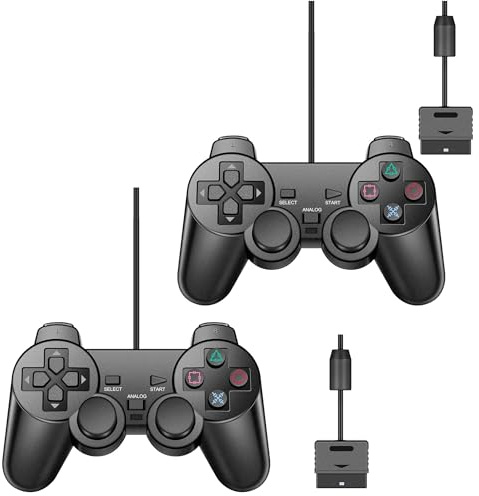2 X Manette pour Playstation 2 PS2 joypad Shock - 1,40 m - Compatible PS2 PS2 Slim PS Two PS1 PSX - Pack 2 joueurs - Straße Game ®