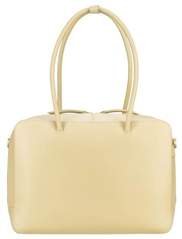 Jost Leder Schultertasche Umhängetasche mit Laptopfach Rania Bowling Bag Business Buttermilk hellgelb
