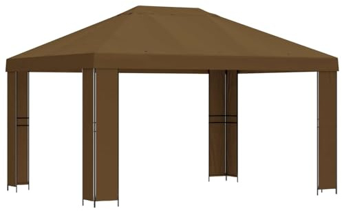 vidaXL Pavillon 4 x 3 m Taupe Polyester und Stahl 190, Garten und Terrasse, industrielle Designkonzepte für Urbane Räume mit nachhaltigen Materialien, anpassbare Lösungen im modernen Stil
