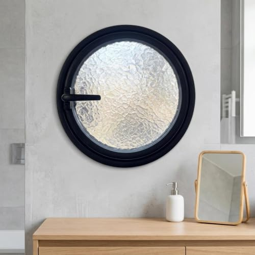 360° Rond Fenêtre avec poignée, Rotation Métal Ventilation Fenêtre | Maison Verre trempé Décoratif Fenêtre, Rotation Commercial Rond Fenêtre.