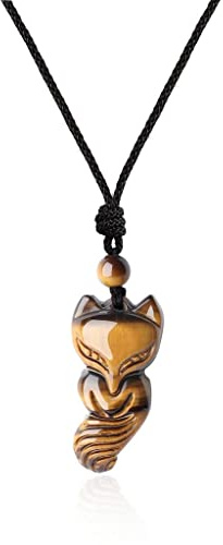 COAI Geschenkideen Unisex Fuchs-Anhänger aus Edelstein mit Verstellbar Kette