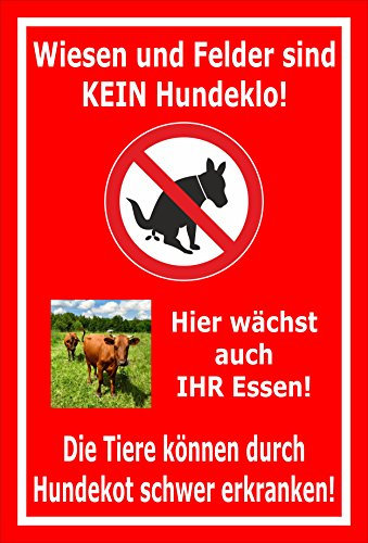 Melis-Folienwerkstatt Schild Wiesen Felder kein Hundeklo - 30x20cm - 3mm Aluverbund – 20 VAR S00187-033-D
