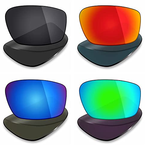 Mryok Lot de 4 paires de verres polarisés de rechange pour lunettes de soleil Oakley Straightlink – Noir/rouge/bleu/vert émeraude