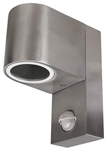 McShine - Wandleuchte | Oval-E | Edelstahl-Optik, IP44, 1x GU10, Bewegungsmelder