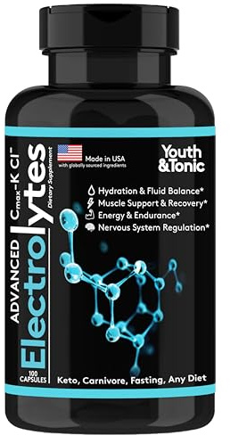 Youth & Tonic Advanced Electrolyte Pills 100 Caps, Hydration, Sweat, Sport