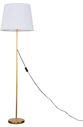 MiniSun | Modern Gold Metal Floor Lamp with a White Tapered Shade | Floor Lamps & Torchieres, Home Décor & Improvement Essential | Includes Bulb [3000K Warm White]