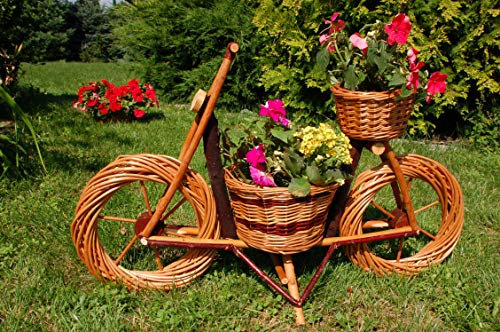 Deko-Shop-Hannusch Fahrrad, Motorrad aus Korbgeflecht, 70 cm, Rattan, bepflanzen möglich, Bike, Gartendeko, Pflanzkasten, Pflanzhilfe, Pflanzschale, Rattan, Weidenkorb, Pflanzkorb,