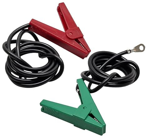Doblit Replacement Live and Earth Heavy Duty Connection Leads For Electric Fence Energiser | Red & Green | Fence and Ground Spares | 130cm Insulated Cable with Crocodile Clip | Stainless Steel Teeth