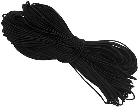 WedDecor 1.5mm Round Elastic Cord For Sewing, String Earloop Thread for Beading, Knitting, Dressmaking, Thin Elastic Rope for Bracelet Making, DIY Crafts for Jewelry Making, Black, 25 Metres