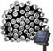 Lamker Solar LED Lichterketten Außen Kaltweiss 12M 100er LEDs Lichterkette Wasserdicht Grünes Kabel 8 Modi Dimmbar Beleuchtung Deko für Garten Terrasse Balkon Tor Hof Hochzeit Solarlichterkette