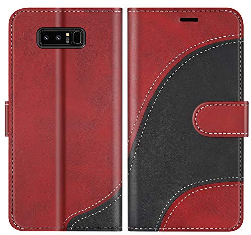 BoxTii Coque pour Galaxy Note 8, Portefeuille Etui en Cuir PU, Magnétique Protection Housse Coque pour Samsung Galaxy Note 8, Rouge
