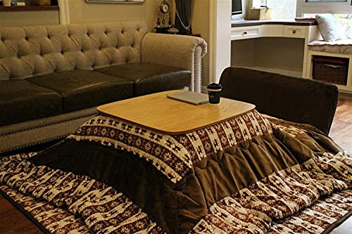 JINCAN. Wärmeetisch-Quilt, Kotatsu-Tisch mit Heizung und Decke Japan, 4 STÜCK/Set Kotatsu Tisch mit Futon Teppichheizung Japanische warme Mahlzeit Tabelle Holz Tee Couchtisch