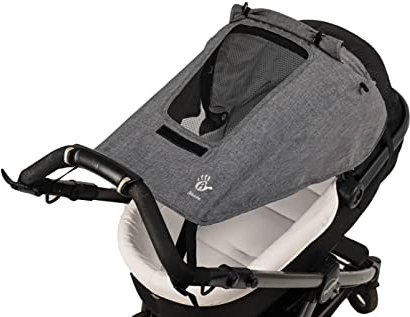 Altabebe Sonnensegel (AL7014-30) für Kinderwagen mit UV Schutz 50+, Wasserabweisend, doppeltbeschichteter Stoff mit Sichtfenster und extra breite Schattenflügel, Farbe: melange dunkelgrau