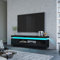 TV Stand Cabinet Modern Black Gloss TV Stand Unit with LED Lights 150CM, 5 Drawers, 1 Open Shelf and Hidden Top Storage Space, for Bedroom Living Room Home Furniture
