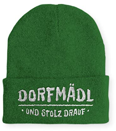 tshirtladen Dorfmädl und stolz Drauf Wintermütze Beanie Mütze für Damen und Herren, Farbe: Kelly Green