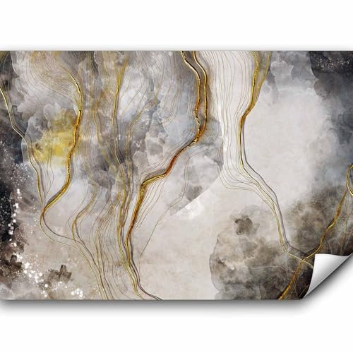 murando Fototapete selbstklebend Abstrakt 343x256cm Foto Tapete Tapetenfolie Möbelfolie Wandverkleidung Wandtapete Motivtapeten Bildtapete Wohnzimmer 3d Effekt Steinoptik Marmoroptik 3D Effekt grau