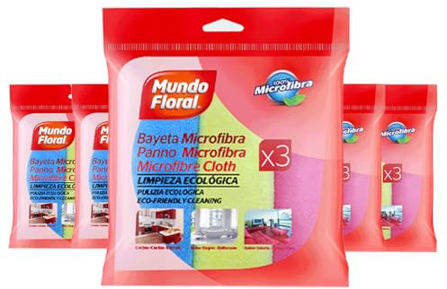 Mundo Floral 48 Bayetas de Microfibra Multiusos en Colores Surtidos de tamaño 38x28 cm.