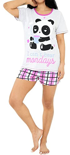 Harry Bear Damen Schlafanzug Panda Mehrfarbig Small