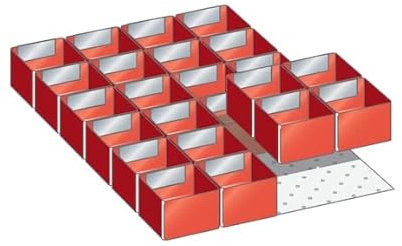 Lista 50308642 Einsatzkästen Set, 24 Stück, Rot, 306mm x 459mm x 50mm, 2200 kg
