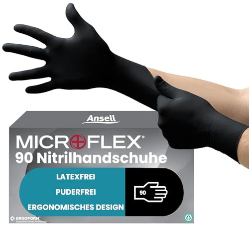 Ansell Microflex 93-732, Vielseitige Nitrilhandschuhe, Einweghandschuhe für präzise Handhabung, Arbeitshandschuhe für mechanische Aufgaben, Latexfrei, Puderfreie Einmalhandschuhe, 100 Stück, Gr. 2XL