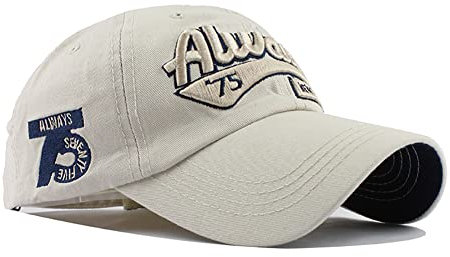 YULOONG Baseball Cap 100% Baumwolle Sonnenhut Fashion Stickerei Always New York City Sommer Outdoor Cap Verstellbare Größe Unisex Beige
